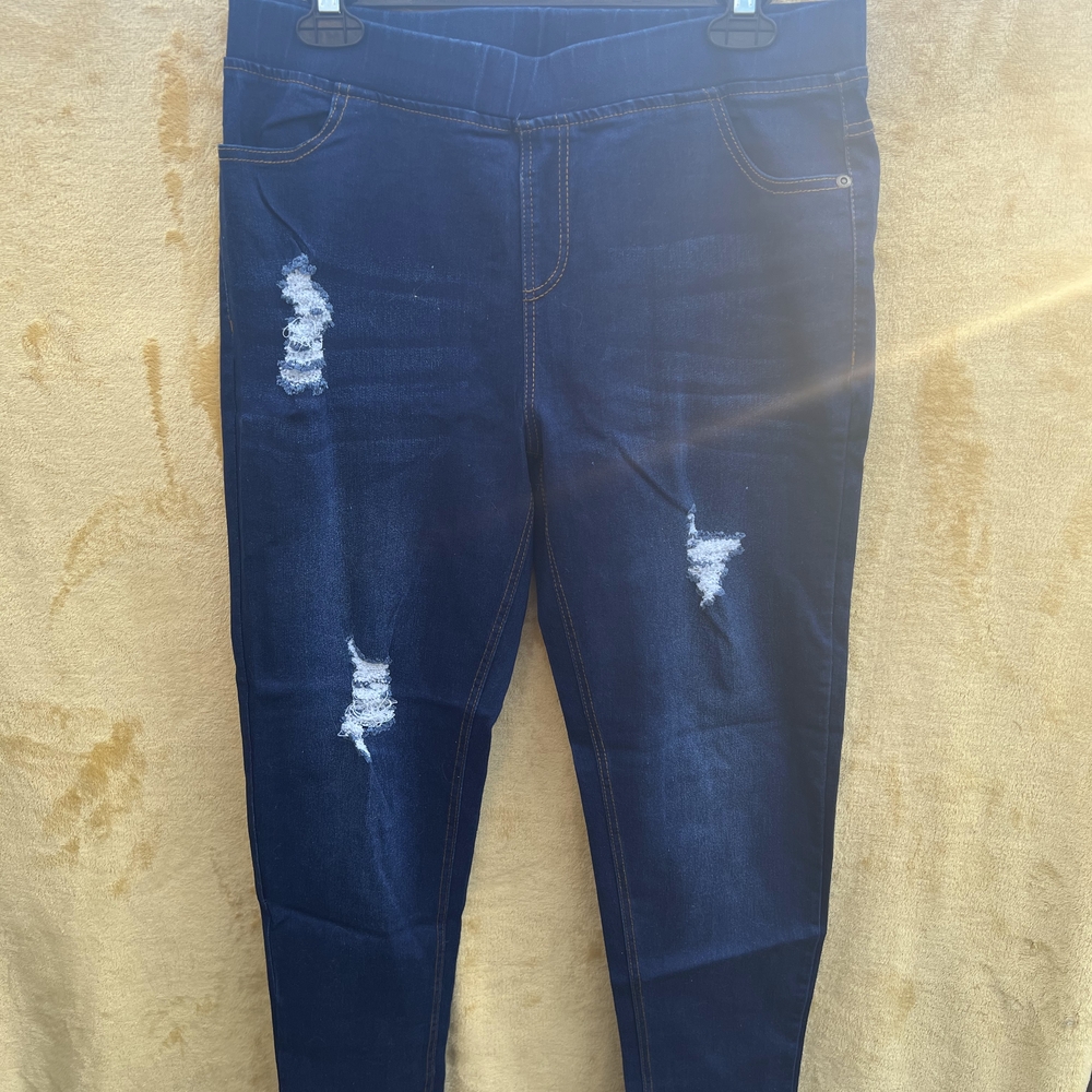 Women's Distressed Blue Jeggings